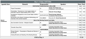 Agenda de la Search Conference en la Universidad Central en Bogotá, Colombia.